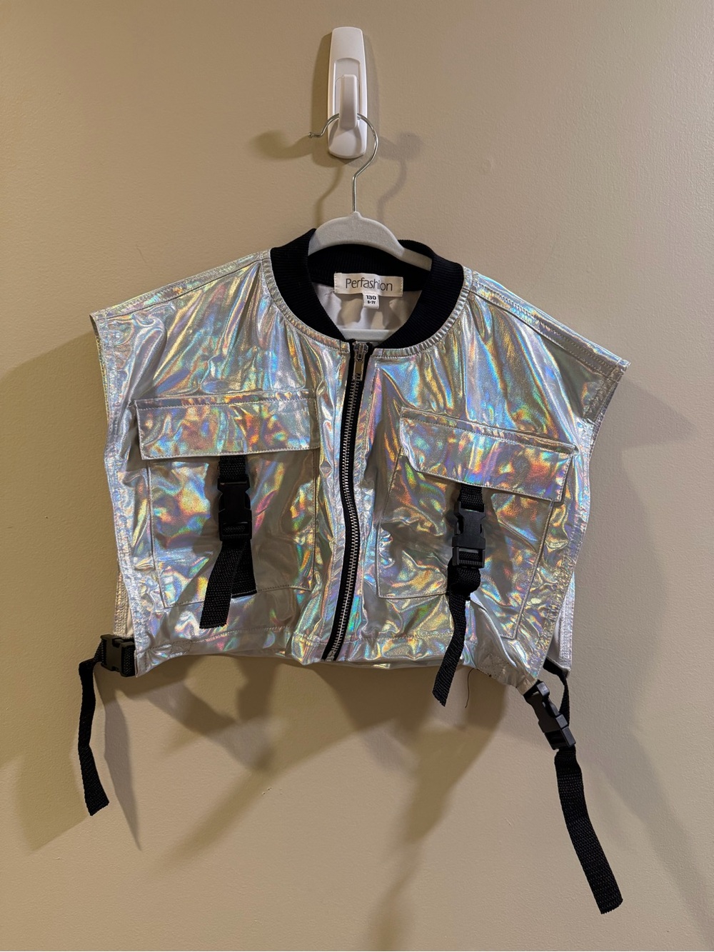 Kids Holographic Silver Utility Vest